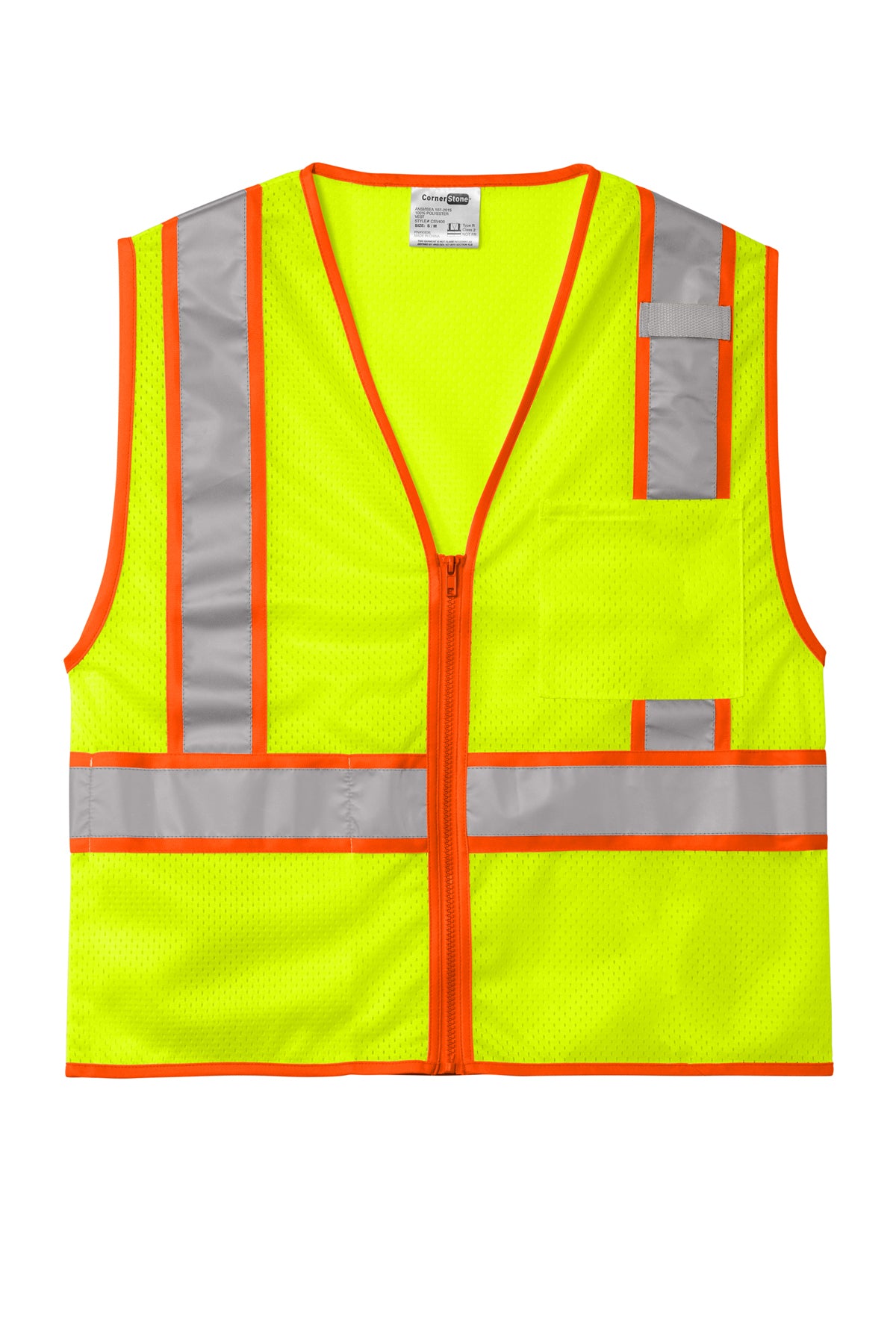 CornerStone® ANSI 107 Class 2 Mesh Zippered Two-Tone Vest-CSV103