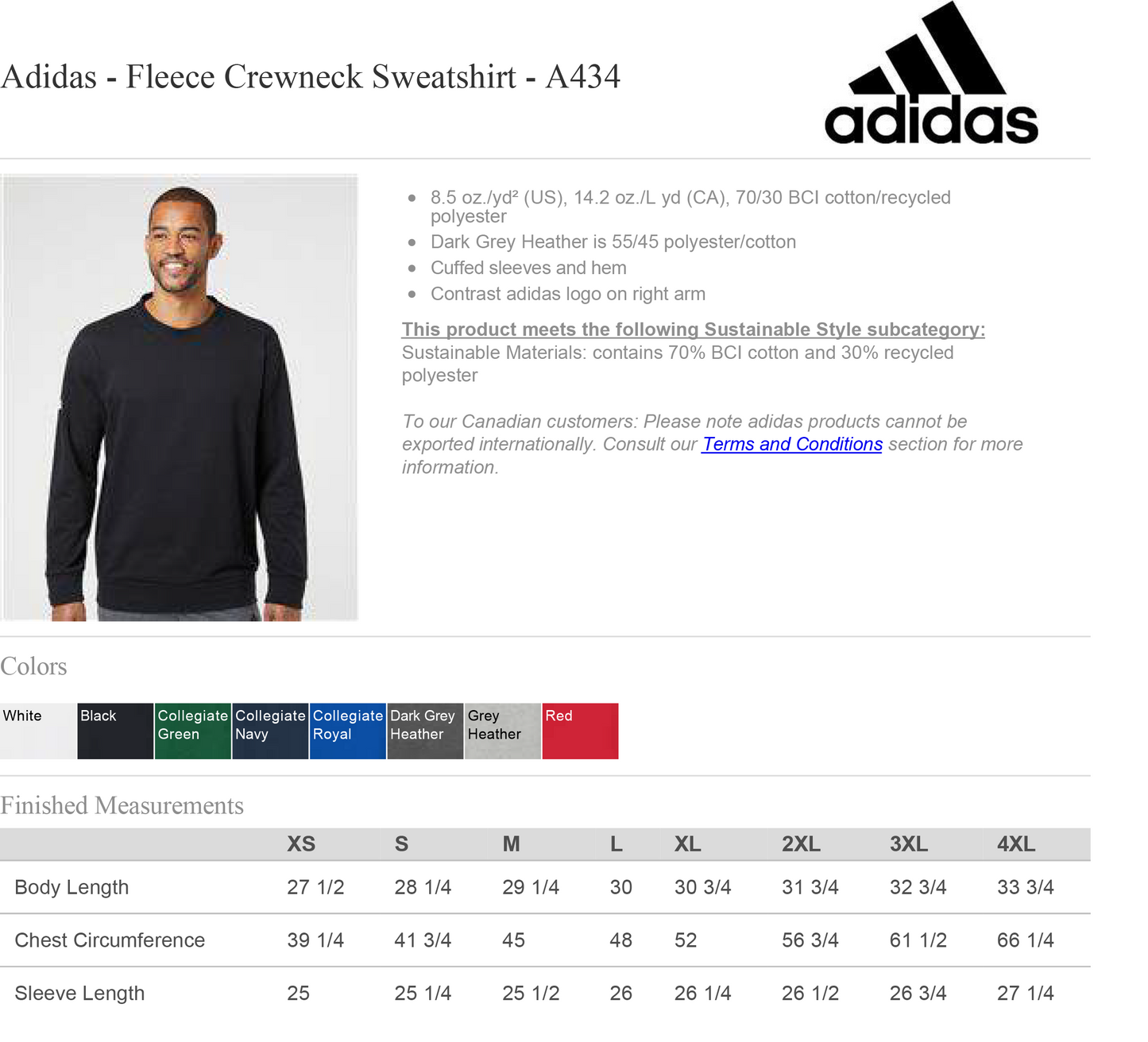 Adidas - Fleece Crewneck Sweatshirt - A434