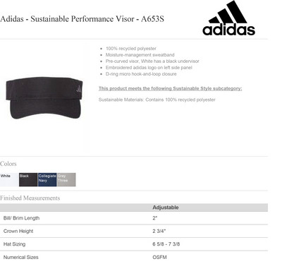 Adidas - Sustainable Performance Visor - A653S