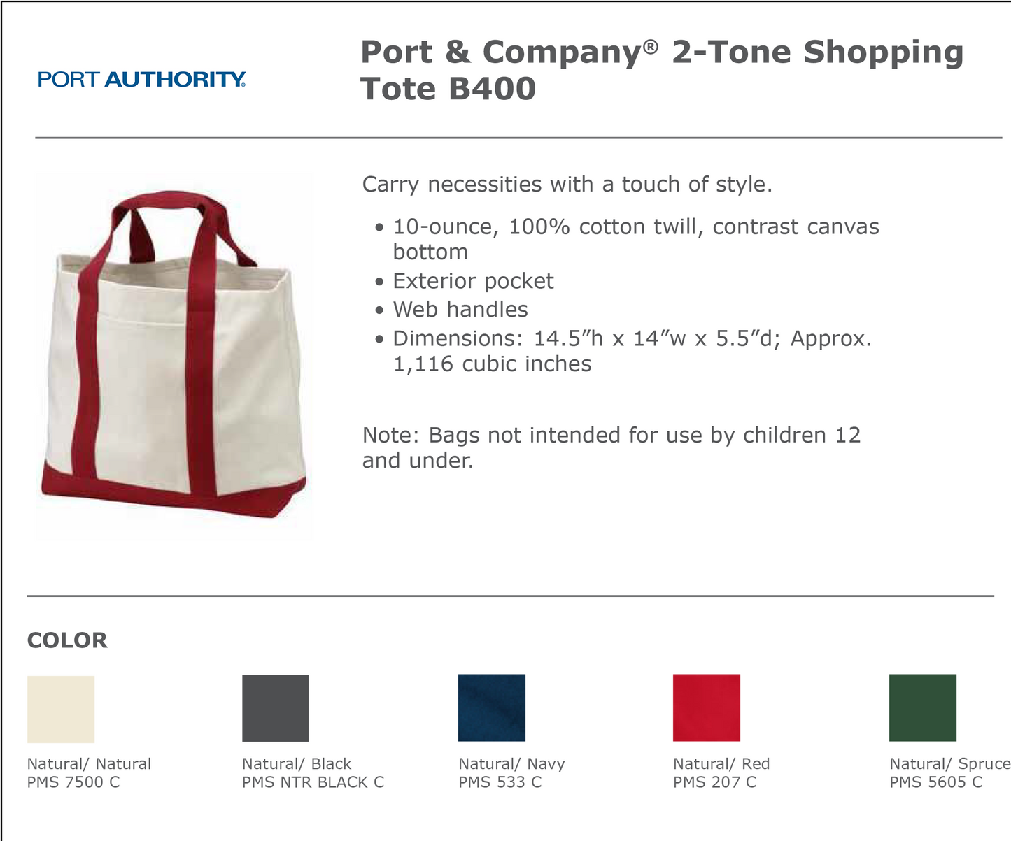 Port Authority® - Ideal Twill Two-Tone Shopping Tote-B400