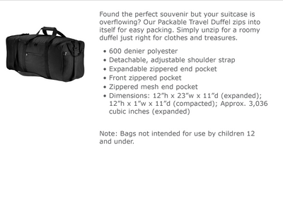 Port Authority® Packable Travel Duffel-BG114