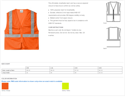 CornerStone® ANSI 107 Class 2 Economy Mesh Zippered Vest-CSV101