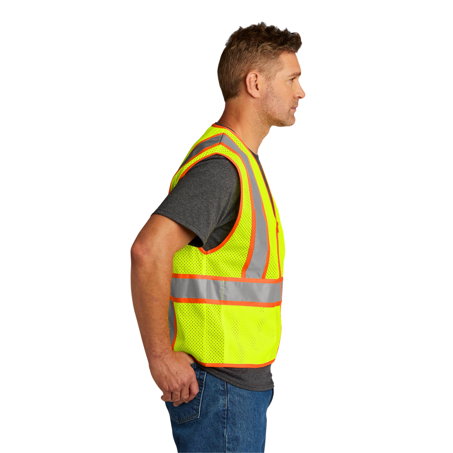 CornerStone® ANSI 107 Class 2 Mesh Zippered Two-Tone Vest-CSV103