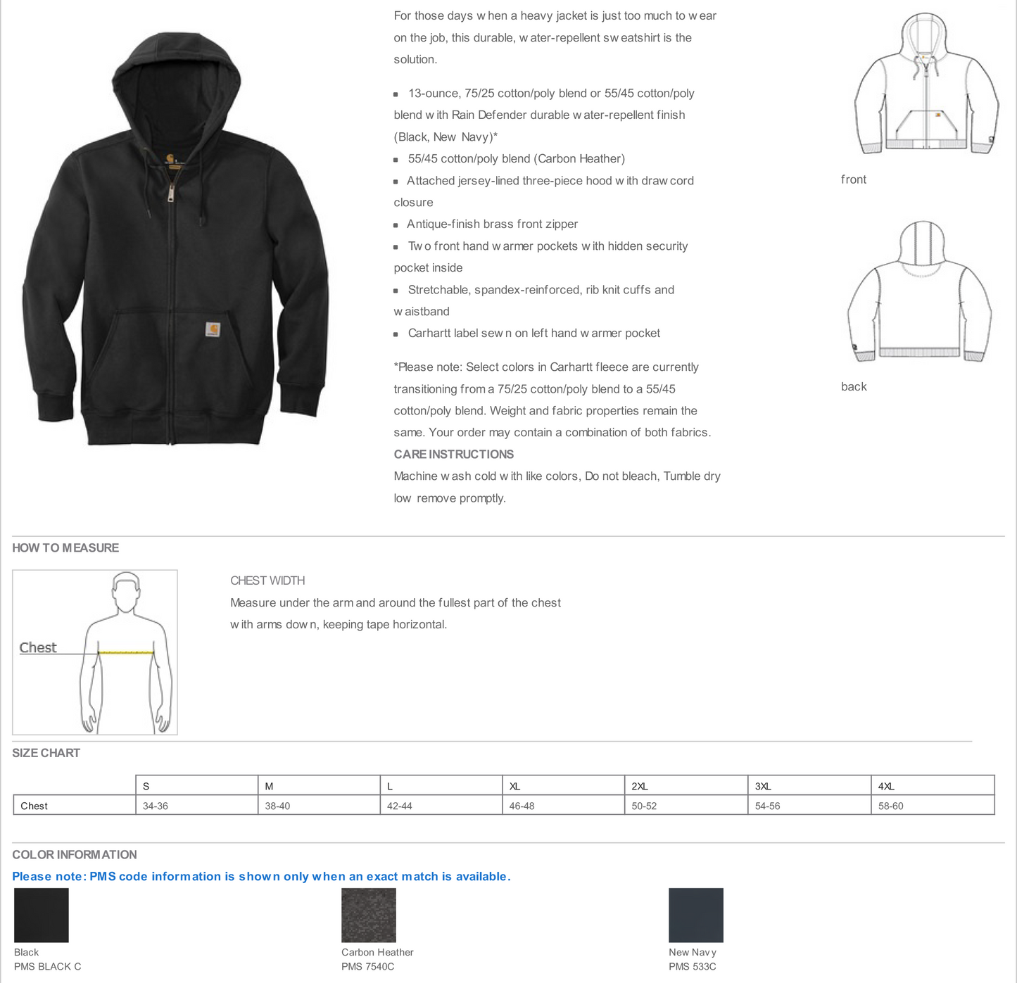 Carhartt ® Rain Defender ® Paxton Heavyweight Hooded Zip-Front Sweatshirt-CT100614