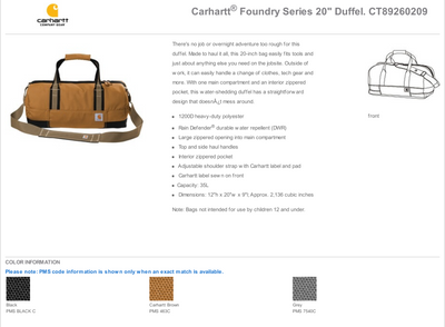 Carhartt® Foundry Series 20” Duffel-CT89260209