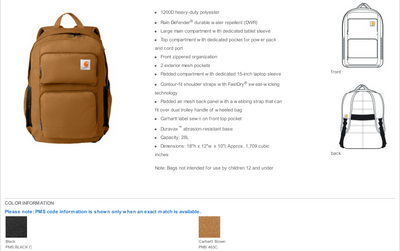 Carhartt ® 28L Foundry Series Dual-Compartment Backpack-CTB0000486