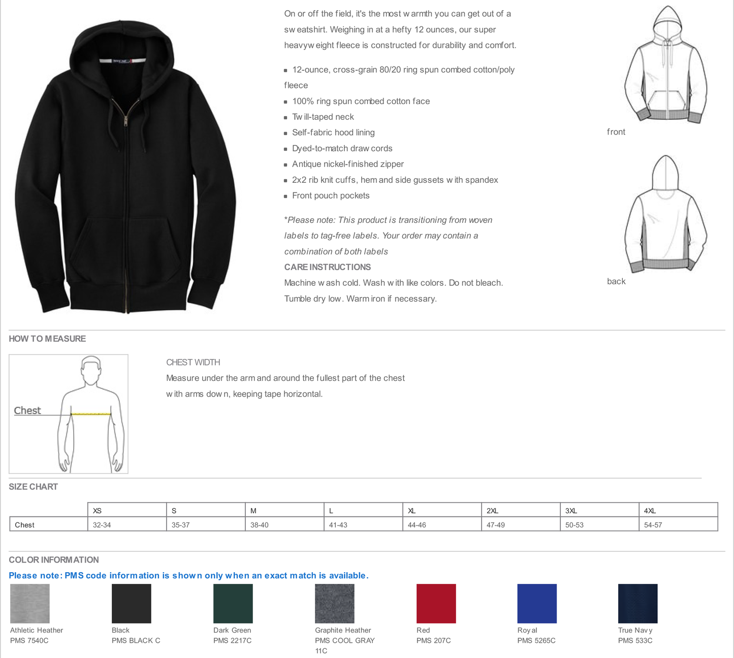 Sport-Tek® Super Heavyweight Full-Zip Hooded Sweatshirt-F282