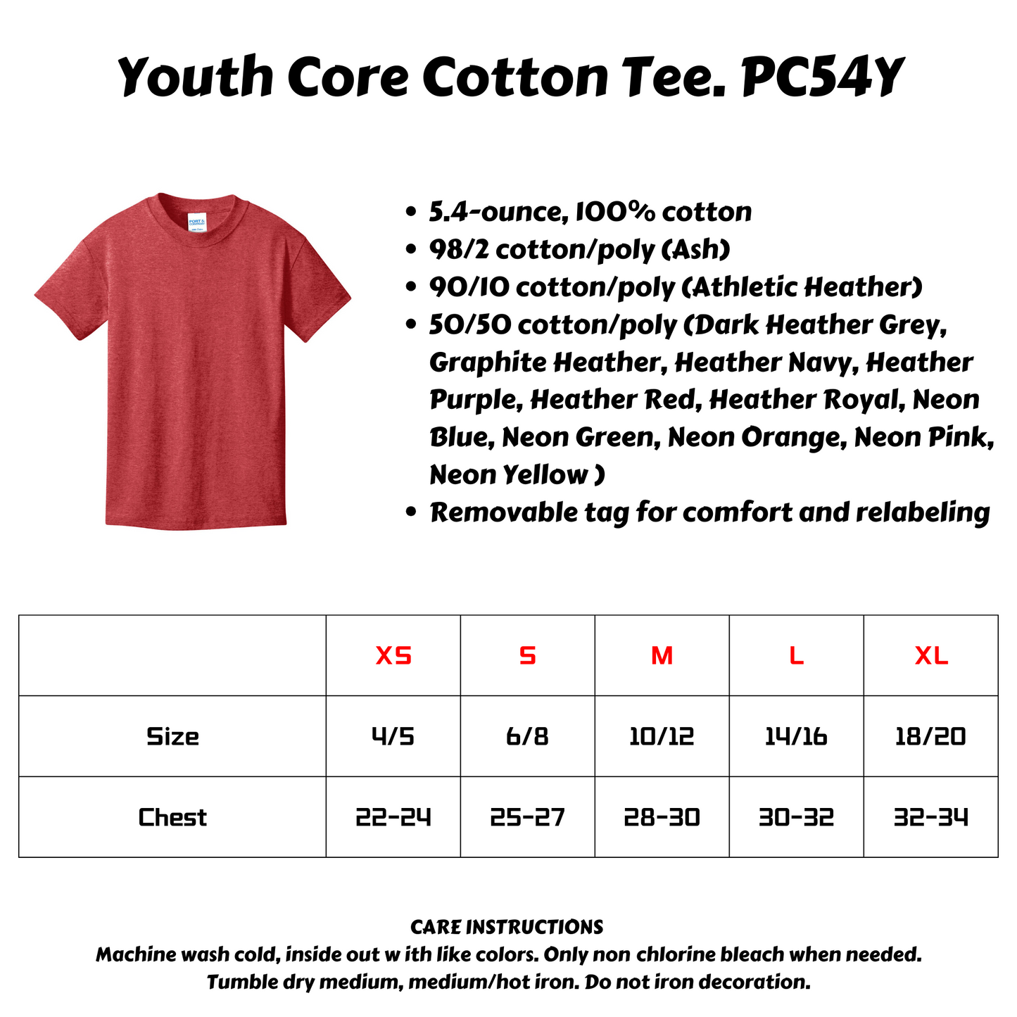 Port & Company® Youth Core Cotton Tee-PC54Y