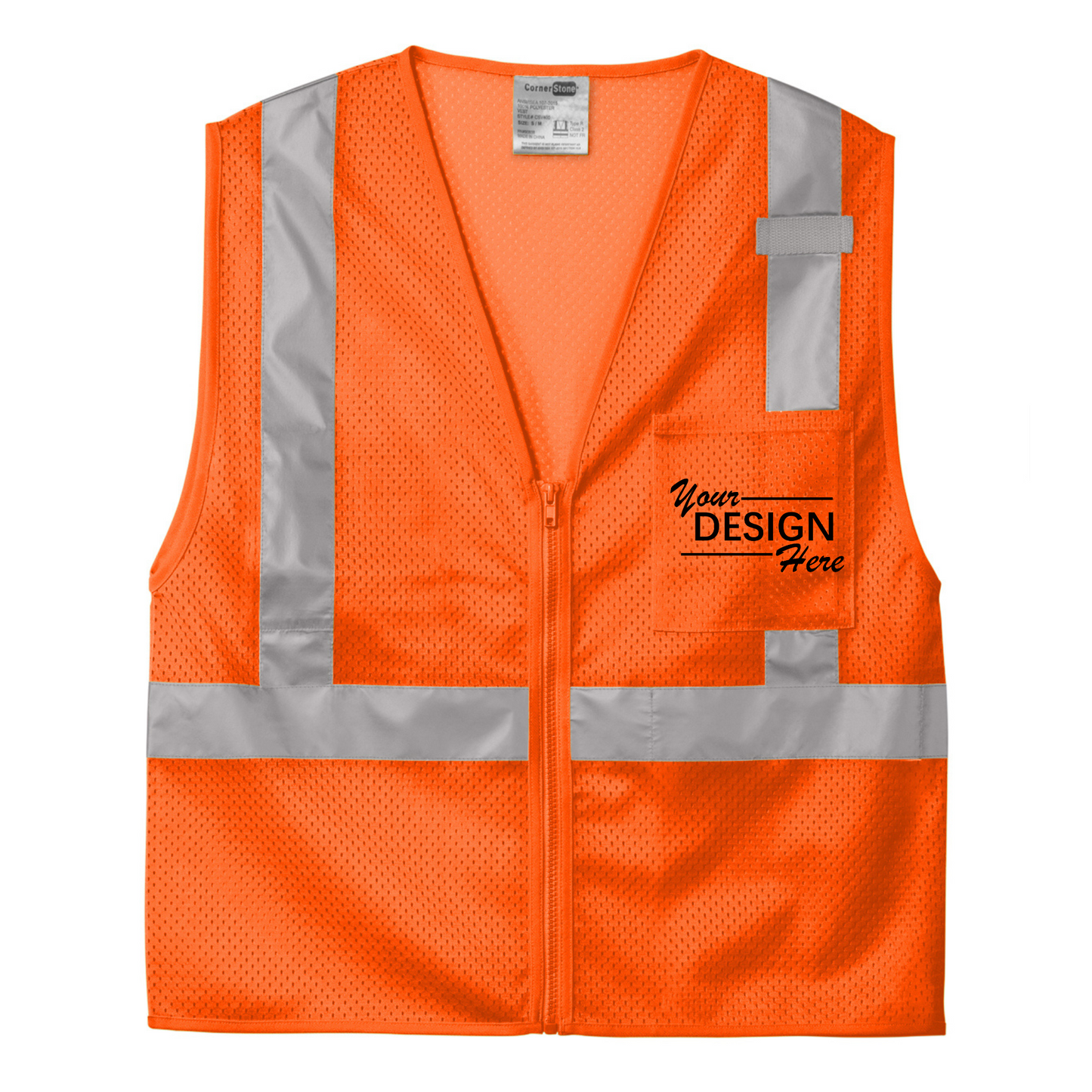 CornerStone® ANSI 107 Class 2 Mesh Zippered Vest-CSV102