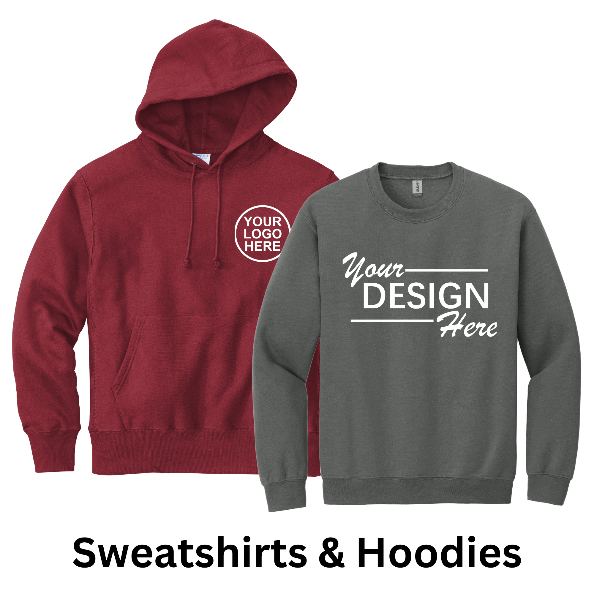 Custom printed sweatshirts and hoodies” 	•	“Blank hoodies Custom Unisex Sweatshirt - Personalized Heavyweight pullover hoodie front view - Crewneck sweatshirt in multiple colors - Embroidered logo hoodie design - Custom fleece zip-up hoodie for men and women - Customizable blank sweatshirt for printing - Comfortable cotton hoodie with drawstring - Branded corporate hoodies and sweatshirts