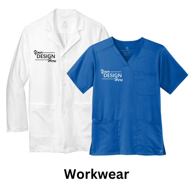 Custom workwear apparel for businesses including shirts, jackets, and uniforms