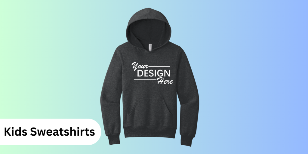 Custom kids sweatshirts and hoodies with personalized printing for youth apparel