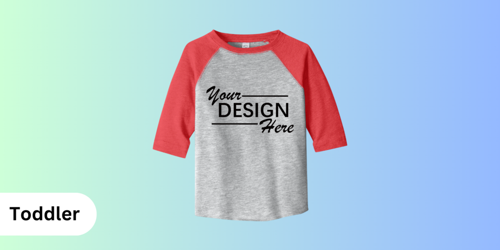 Custom toddler raglan shirt printing with personalized kids apparel design