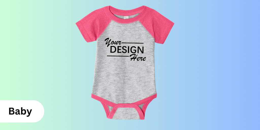 Custom baby bodysuit printing with personalized infant apparel and custom logo design