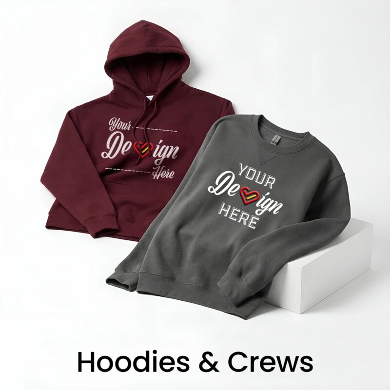Custom hoodies and crewneck sweatshirts