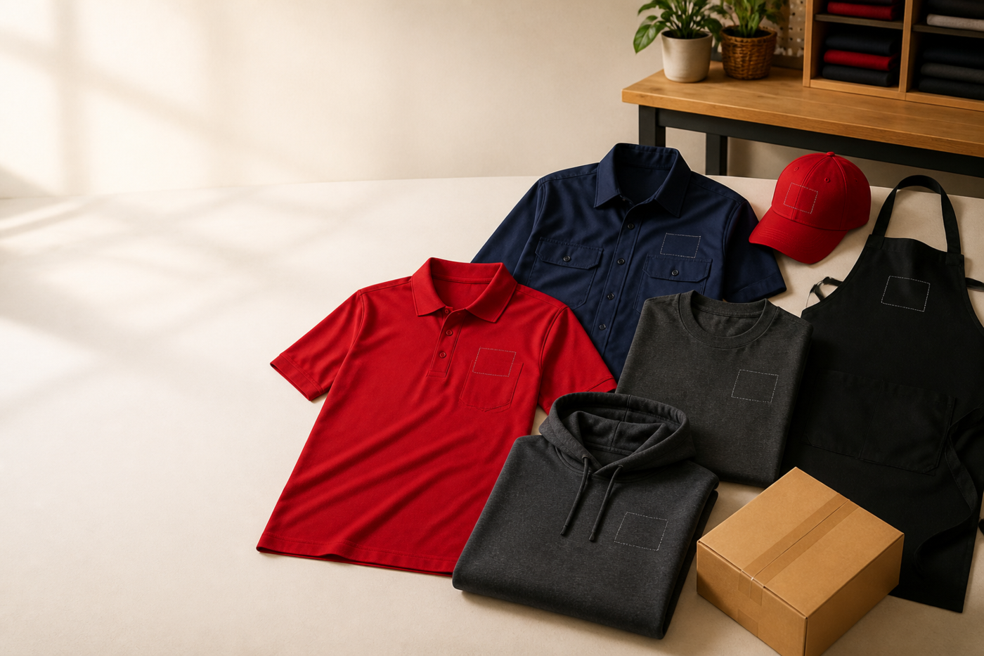 Custom work shirts, polo, cap, apron and hoodie for Deer Park teams