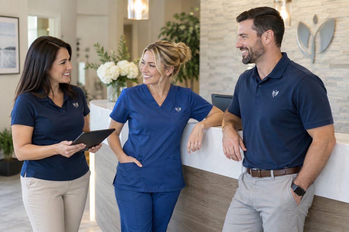 Professional clinics & wellness practices apparel in an industry-specific work setting