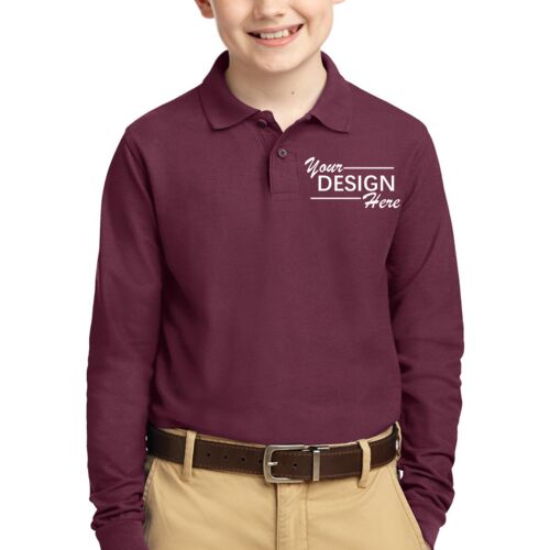 Youth Long Sleeve Silk Touch Polo Thumbnail