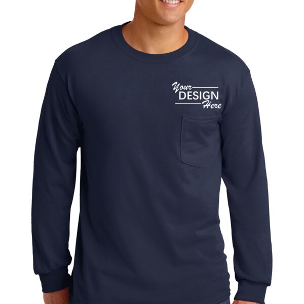 Ultra Cotton ® 100% US Cotton Long Sleeve T Shirt with Pocket Thumbnail