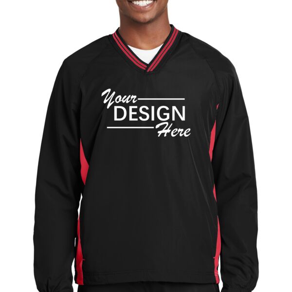 Tipped V Neck Raglan Wind Shirt Thumbnail